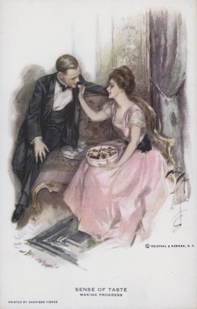 Smaakzin - vooruitgang boeken: stel eet een doos chocolaatjes door Harrison Fisher